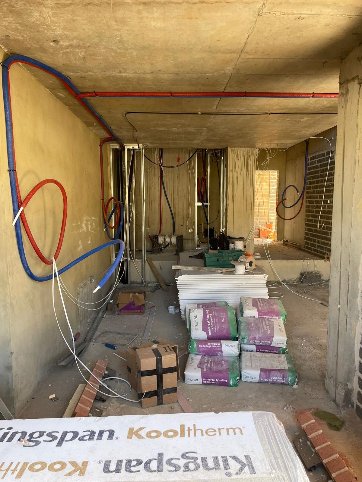 First fix services running through the apartments ahead of the drylining.