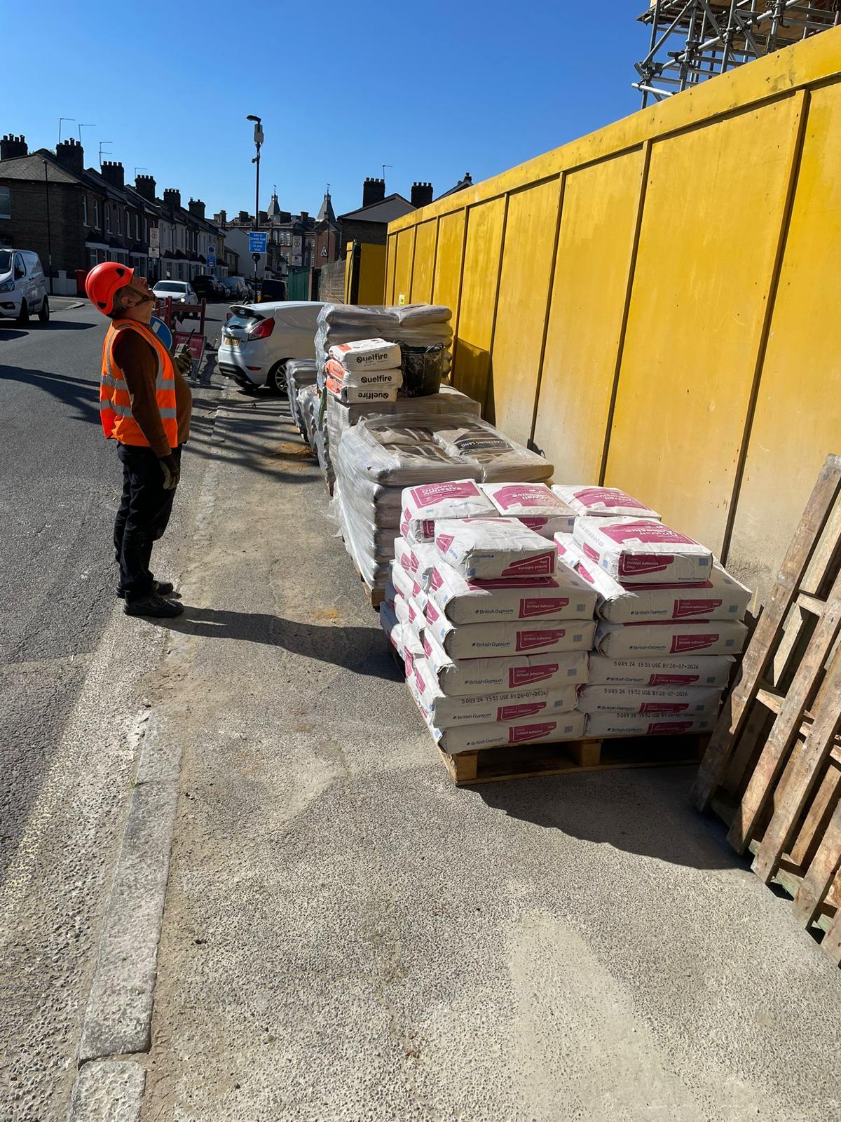 Drylining and fire stopping materials delivered and stored ready for call off.