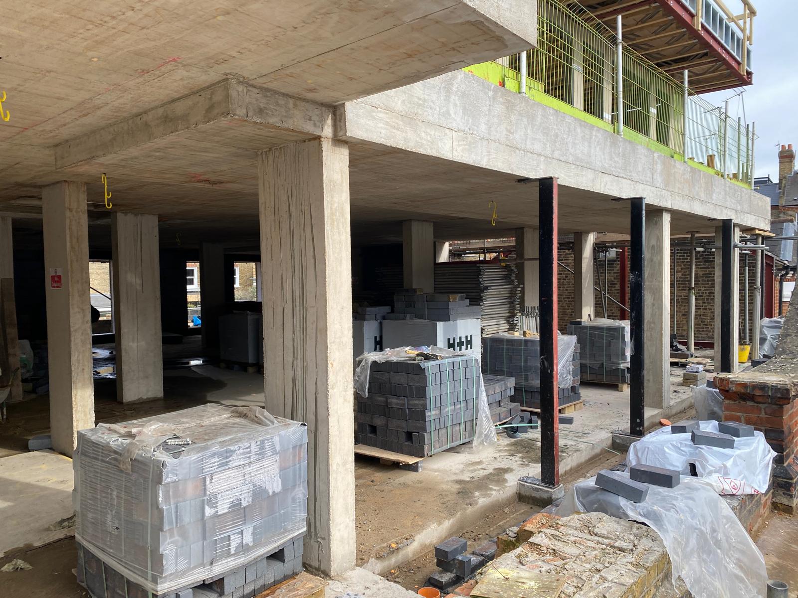 Existing concrete structure prepared for the fit out.