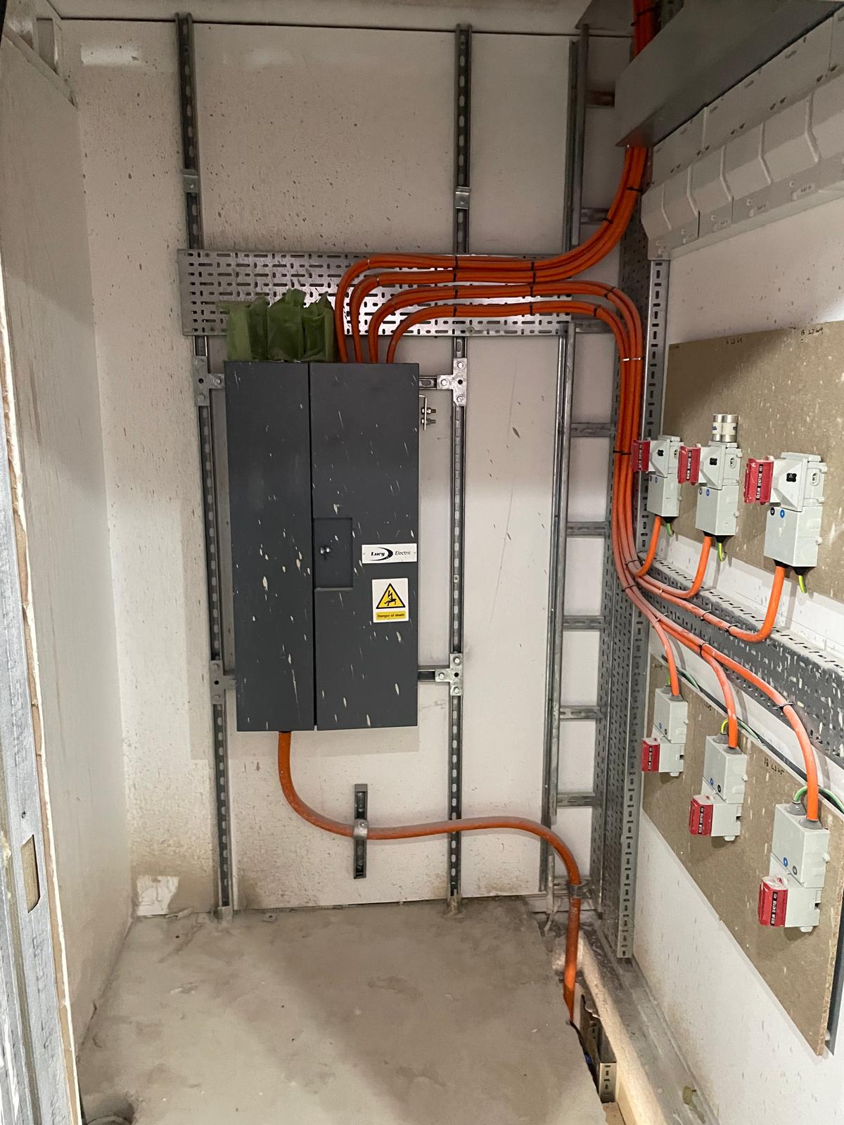 Electrical distribution installed to the riser.
