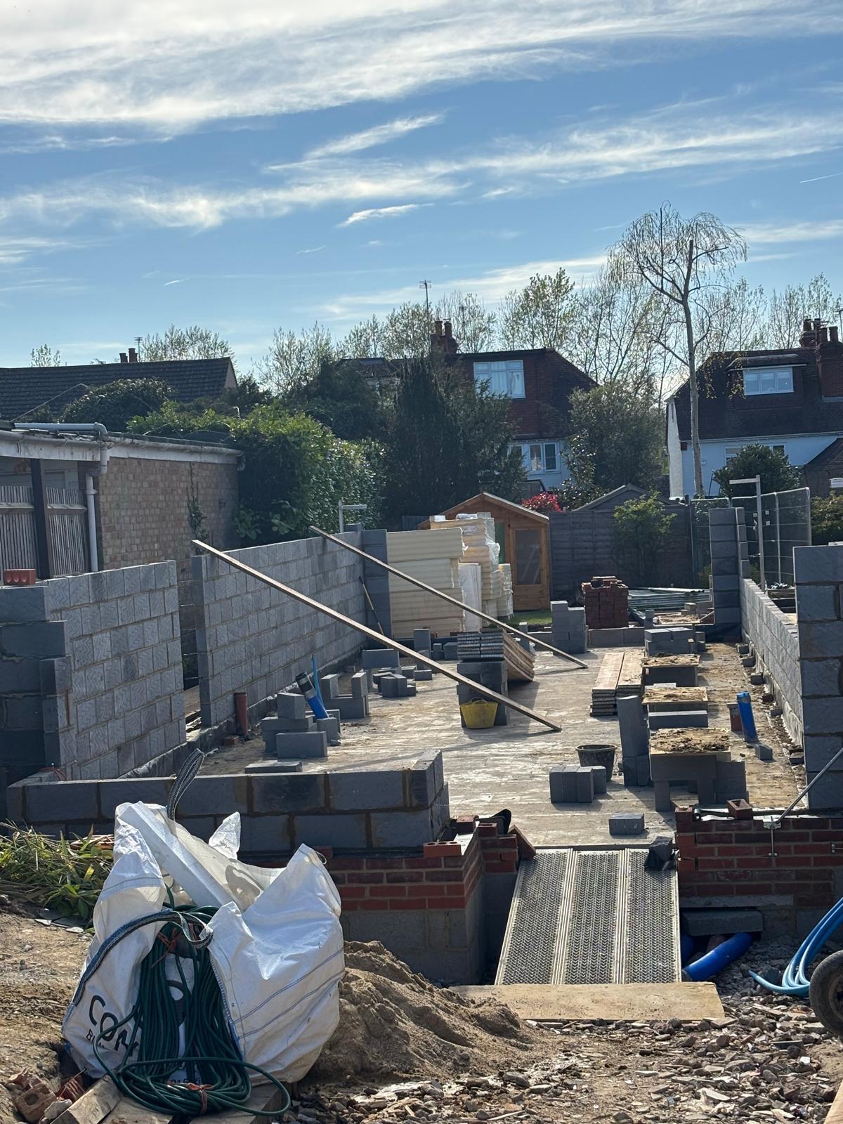 Blockwork walls progressing on a traditional residential build