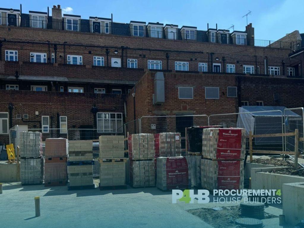 Brick and blockwork deliveries stacked and ready.
